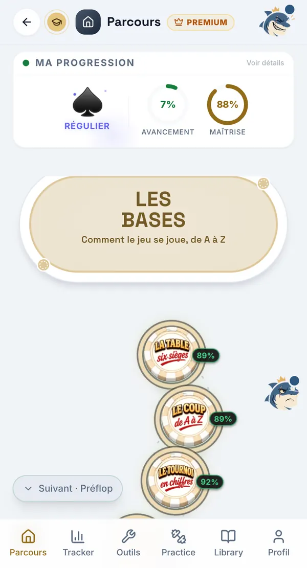 Parcours Poker — le Parcours dans le thème Feutre (clair)